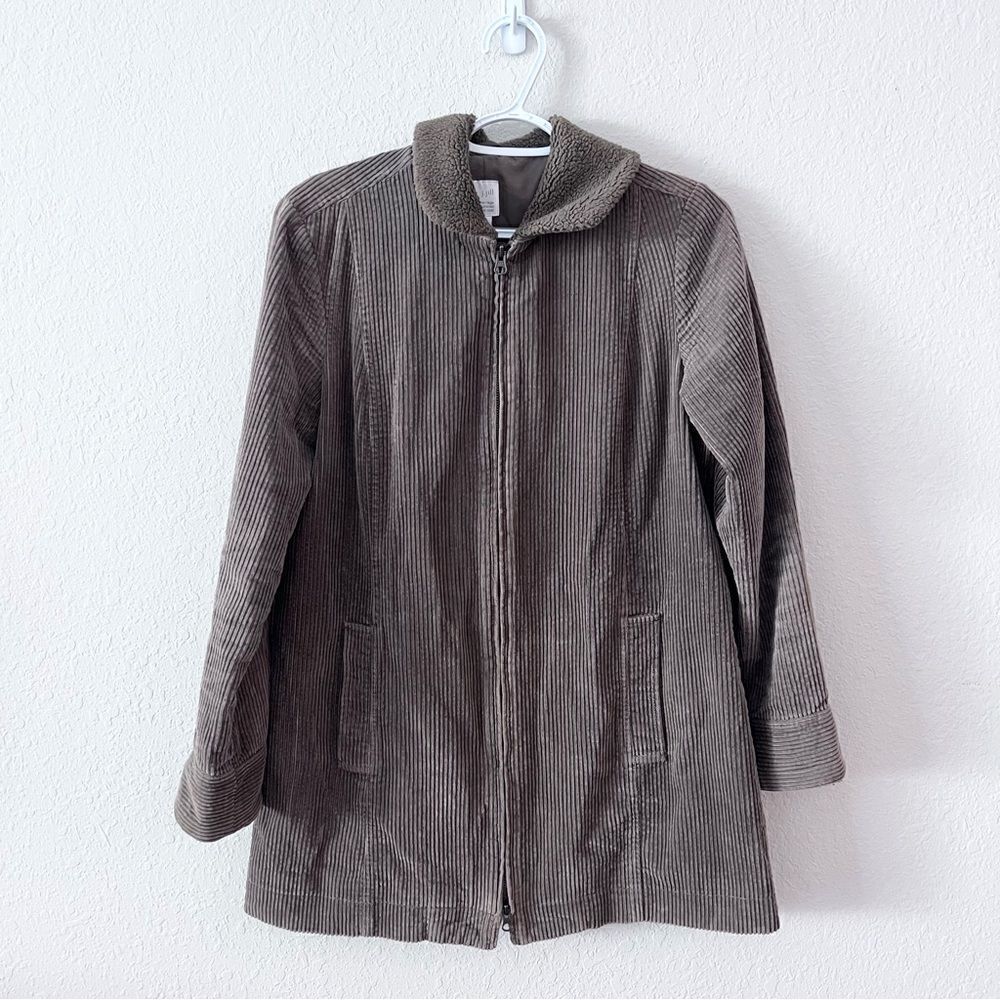 J Jill Heritage Tumbled Cord Coat Corduroy Full Zip Pockets Brown Size XS